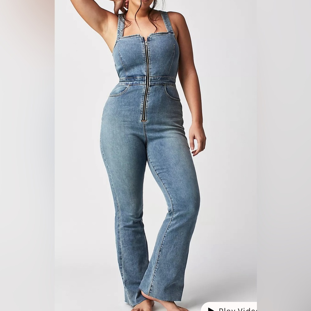 NWT Free People Flare Denim Jumpsuit